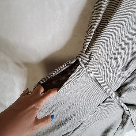 Z Supply XL Linen Striped Jumpsuit Ellora w belt Oatmeal beige Widelegs Stylish - Picture 12 of 16